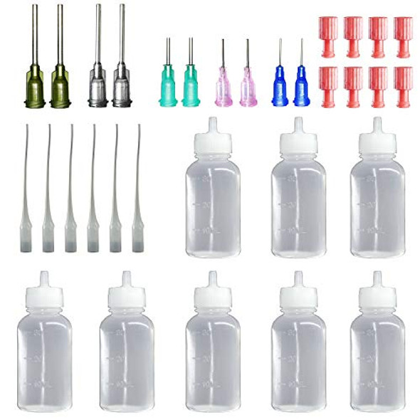 30Milliliter Precision Applicator Bottle with Blunt Tip Needle and Cap|14ga 16ga 18ga 20ga 22ga Blunt Needles|Oil Dropper Bottle, Glue Applications, Acrylic Painting, 8 Pcs
