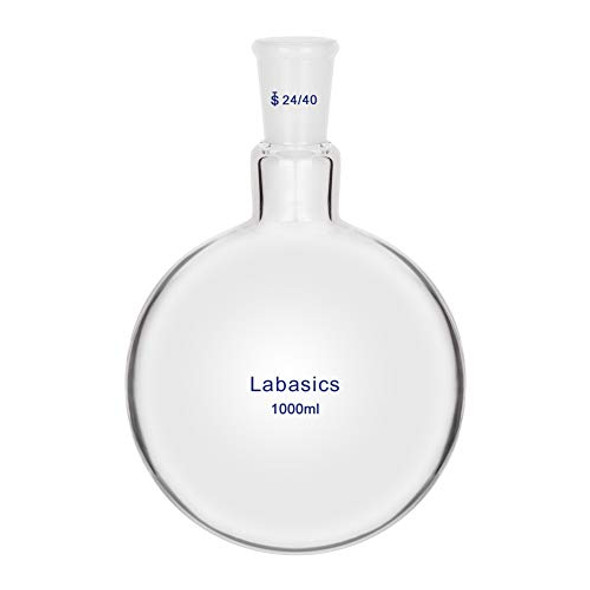 Labasics Glass 1000ml Single Neck One Neck Round Bottom Flask RBF, with 24/40 Standard Taper Outer Joint, 1000ml