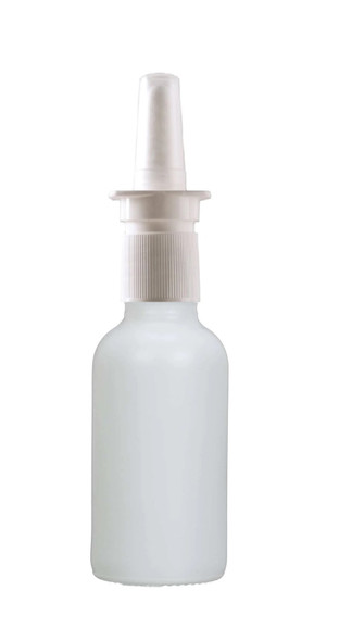 1 Oz Matt White Glass Bottle w/ White Nasal Sprayer