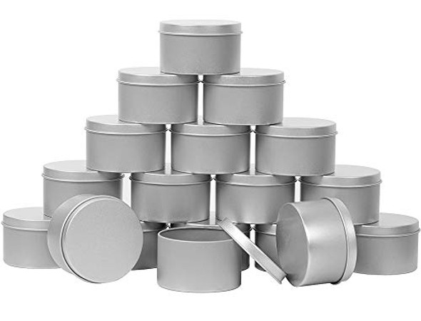 ZOENHOU 60 Pack 4 Oz Candle Tins, Round Empty Metal Tins with Lids, Portable Metal Storage Tin Jars, Refillable Spice Containers for Gifts, Candle Making, Party Favors, Balms and Gels