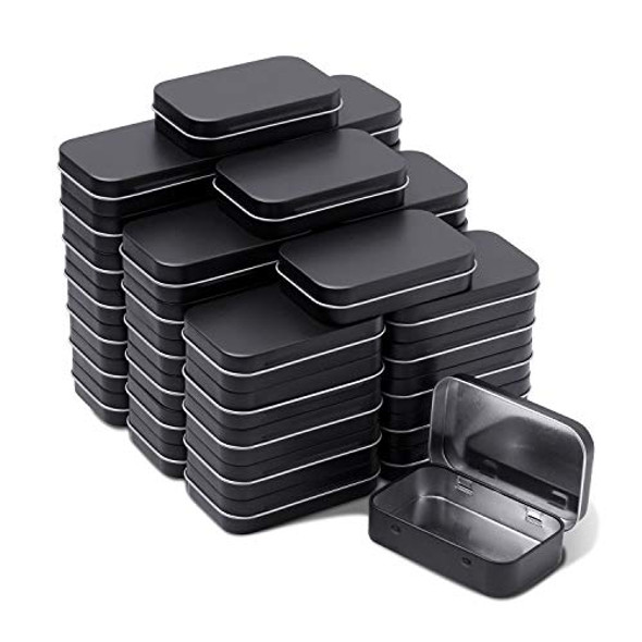 Tamicy Metal Rectangular Hinged Tins - Pack of 40 Matte Black Mini Portable Box Containers Small Empty Storage Tins with Lids Home Organizer Kit for Storage Drawing Pin Jewelry Crafts