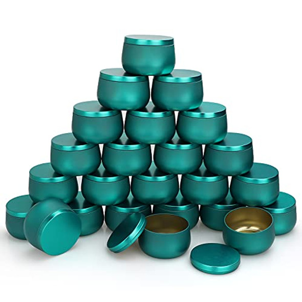 Candle Tin Cans 24 Pieces,Candle Containers Candle Jars with Lids, 8 oz, for Candles Making, Arts & Crafts, Storage, and Gifts, Green