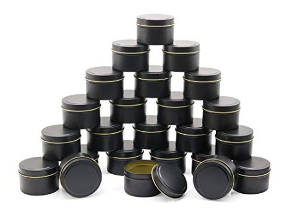 Aroparc Candle Tin 24 Piece, 8oz, Candle Containers for Candle Making - Black