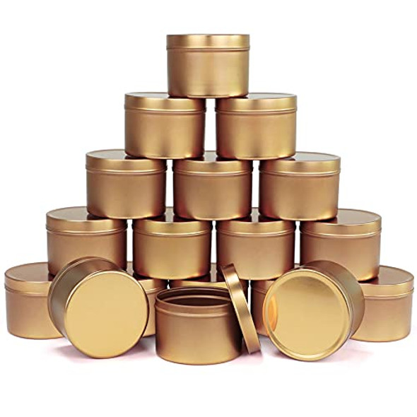 Candle Tins 8 oz, 18 Pack DIY Candle Containers Empty Candle Jars for Candle Making, Arts & Crafts, Storage, Gifts and More, Gold