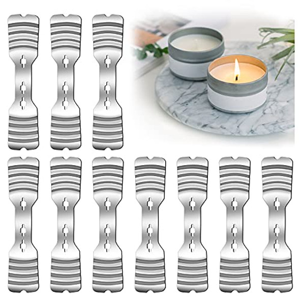 10pcs Metal Candle Wick Holders, Upgraded Candle Wick Centering Devices, Silver Stainless Steel Candle Wick Holder for Candle Making