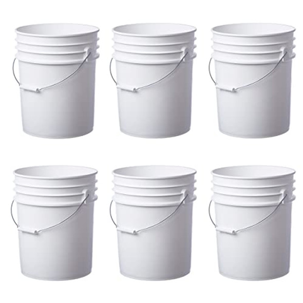 Hudson Exchange 3.5 Gallon (3 Pack) Bucket Pail Container with Gamma Seal  Lid, Food Grade BPA Free HDPE, White, (2004+2240-3)