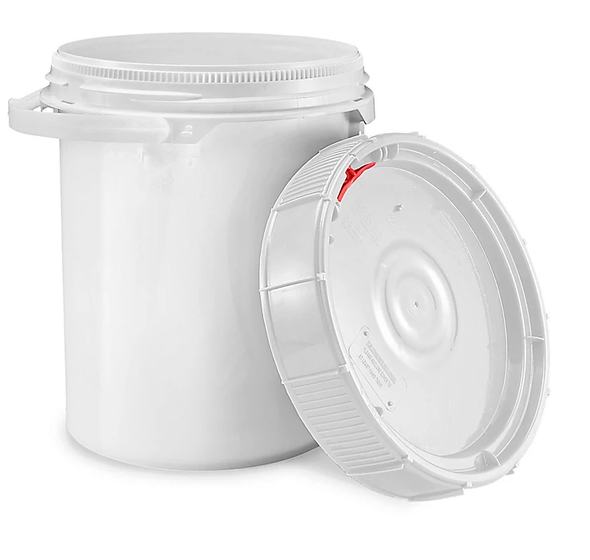 5 Gallon White BPA Free Durable Food Grade Bucket With Screw Lid - 5 PACK