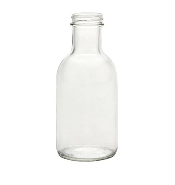 12 oz Clear Glass Ring Neck Sauce Bottles w/ 38-400 (12/Case)