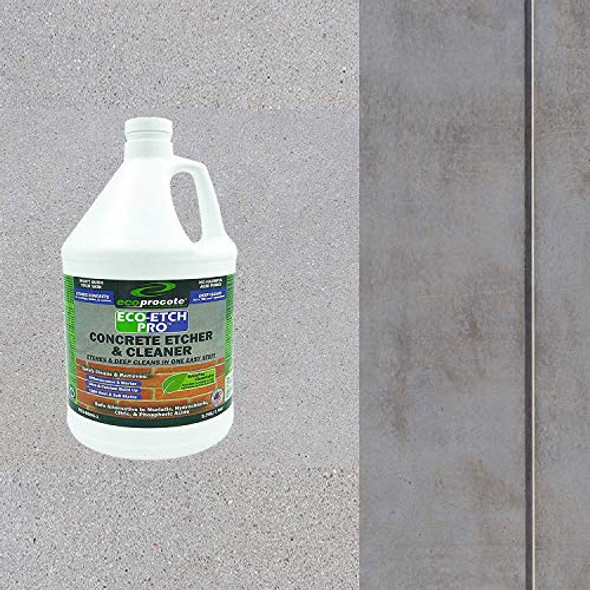 Eco-Etch Pro Concrete Etcher, Concrete Cleaner, Efflorescence Remover, No Fumes, Will Not Burn Skin - Safer Than Muriatic Acid, Will Not Harm Vegetation, 1 Gallon