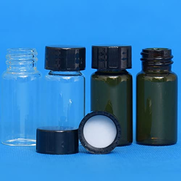 100 Pcs Glass Vials with Screw Caps, Small Liquid Sample Vial, Leak-Proof Vial(10ML, Brown)