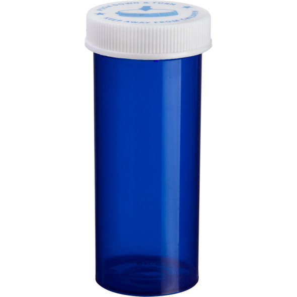 Push & Turn Child Resistant Bottles - Blue - 8 dram (410 units/Box)