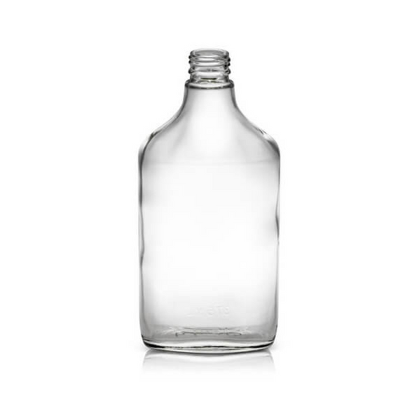 375ML GLASS FLASK BOTTLE - 28MM FINISH - CASE OF 12 BOTTLES