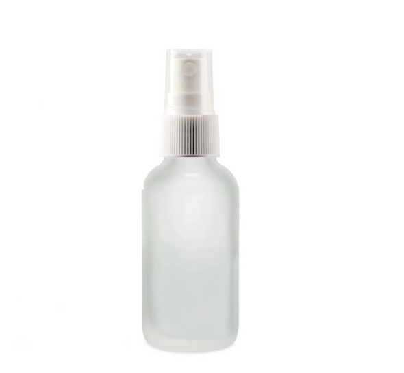 2 Oz Frosted Glass Bottle w/ White Fine Mist Sprayer