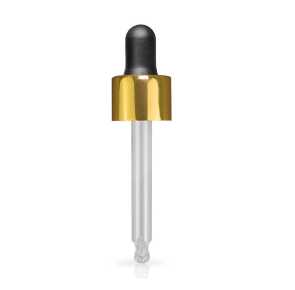 1 oz Shiny Gold Matte Black Glass Dropper (20-410) with 70mm for glass cylinder bottles