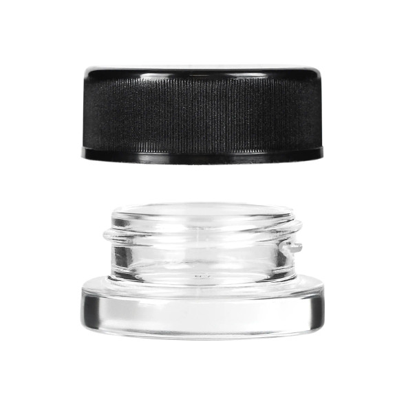 9ml Child Resistant Glass Jar w/ Black Ribbed Cap- 2 Gram- 90 Count