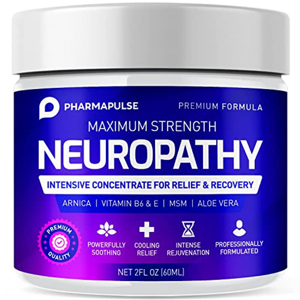 Neuropathy Nerve & Pain Relief Cream – Maximum Strength Pain Cream for Feet, Hands, Legs, Toes Includes Arnica, Vitamin B6, Aloe Vera, MSM - Scientifically Developed for Effective Relief 2oz