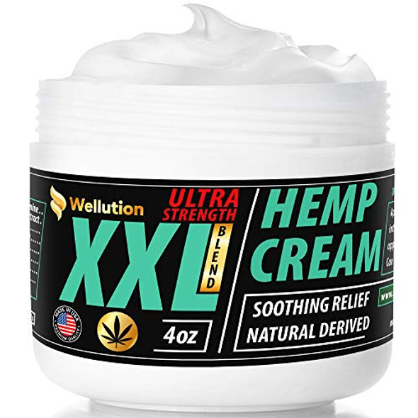 Hemp Cream XXL Ultra Strength - All-Natural Seed Oil Extract - Massage Lotion with Arnica, Menthol and Organic Oils