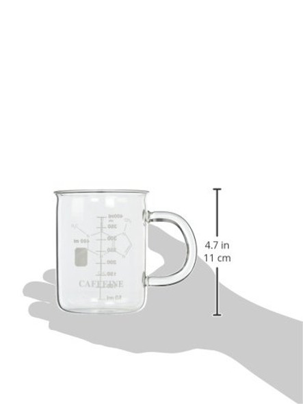 GLASKEY Caffeine Mug, Anti-dripping Borosilicate Glass Measuring Cup  Stylish Beaker's Print Coffee Warmer Mate, 16.9 ounce / 400ml