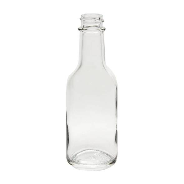 12 oz Clear Glass Sauce & Syrup Bottle with White Metal Plastisol