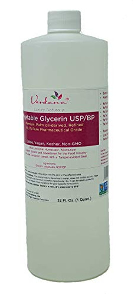 Verdana Vegetable Glycerin – USP/BP Refined - Premium Food Grade and USP Grade – Pure, Vegan, Kosher, Non-GMO Palm oil derived – 32 Fl Oz