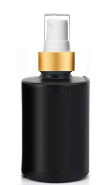 1 Oz Black  Cylinder Glass Bottle with 20-400 neck finish with White Gold  Fine mist Sprayers
