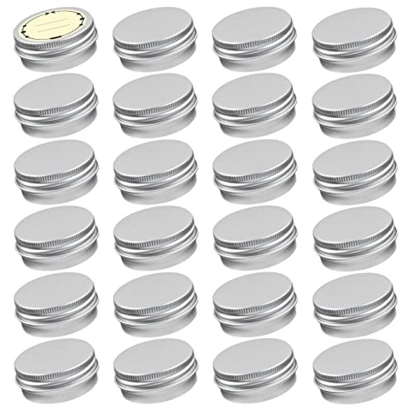 TUZAZO 24Pack 2 Oz Aluminum Tin Cans with Screw Lid and Labels, Refillable  Travel Sized Cosmetic Containers Small Tins for Salves, Lotion Bars, Beard