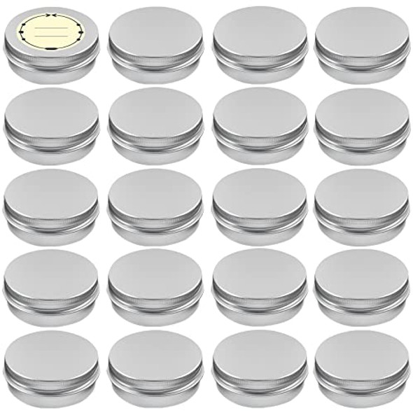 TUZAZO 2 oz Aluminum Tin Jar with Screw Lid and Labels, 60 ml Refillable Small Travel Containers for Creams, Balms, Salves, Beauty Products Samples