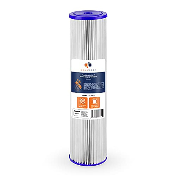 Aquaboon 5 Micron 20" Pleated Sediment Water Filter Replacement Cartridge | Whole House Sediment Filtration | Compatible with ECP5-BB, AP810-2, HDC3001, CP5-BB, ECP1-20BB 10-Pack