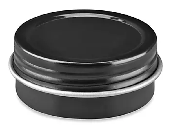 Shallow Screw-Top Metal Tins - 1/2 oz, Black- Pack of 48