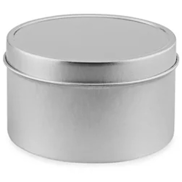 Deep Metal Tins - Round, 10 oz, Solid Lid, Silver-Pack of 48