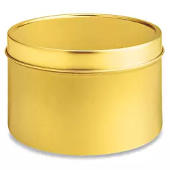 Deep Metal Tins - Round, 14 oz, Solid Lid, Gold-Pack of 48