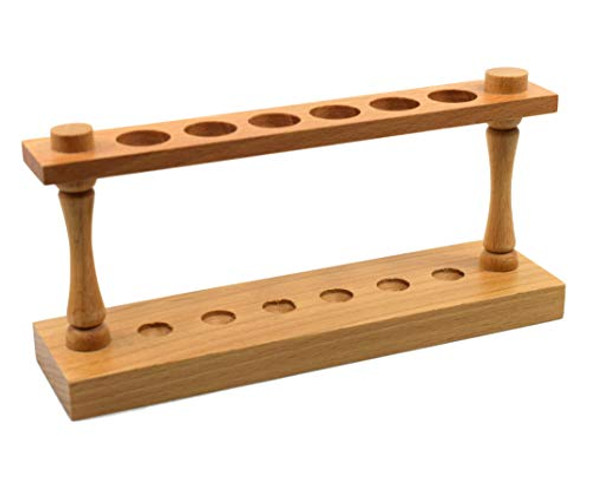 Wooden Test Tube Rack - Accommodates 6 Tubes, up to 22mm - 9.75" Wide - Premium Polished Wood Construction - Eisco Labs