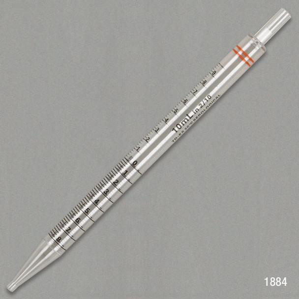 Serological Pipette, 10mL, PS, Short Style, 230mm, STERILE, Orange, Individually Wrapped