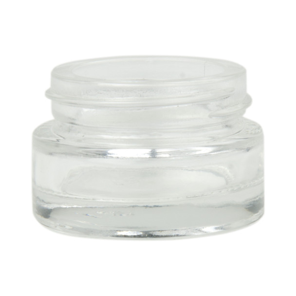 (Case of 240, $0.99 ea) 1/2 oz clear glass cylinder low-profile jar with White Lid 43-400 neck finish Lids