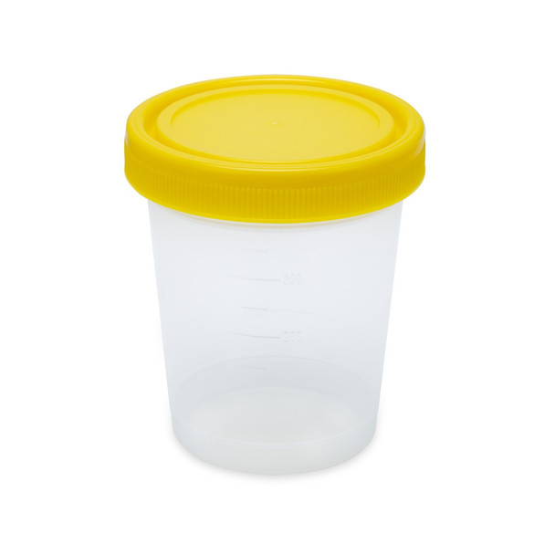 Container: Histology, 500mL (16oz), PP, Graduated, with Separate Yellow Screwcap- Pack of 100