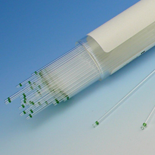 Capillary Tube, Microhematocrit, Soda Lime Glass, Green Tip, Ammonium Heparinized, 100/Vial, 10 Vials/Unit