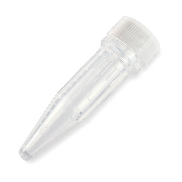 Microtube, 1.5mL, Attached Screw Cap for Color Insert, with O-Ring, STERILE, PP, 500/Bag, 2 Bags/Unit