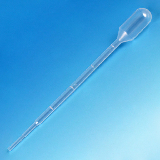 Transfer Pipet, 3.0mL, Small Bulb, Graduated to 1mL, 140mm, STERILE, Individually Wrapped, Cellophane Wrap, 100/Pack, 4 Packs/Unit
