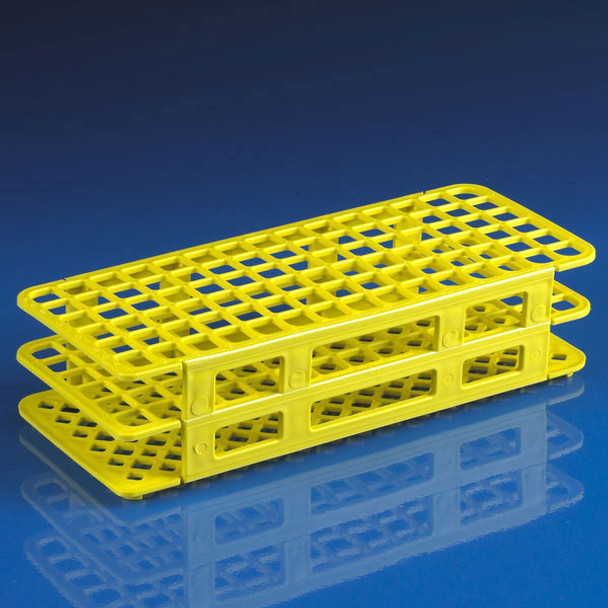 Snap-N-Rack Tube Rack for 12mm and 13mm Tubes, 90-Place, PP, Yellow