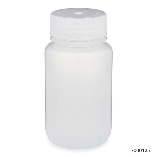 Bottle, Wide Mouth, PP Bottle, Attached PP Screw Cap, 125mL, 12/Pack
