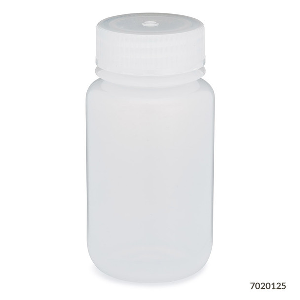 Bottle, Wide Mouth, LDPE Bottle, Attached PP Screw Cap, 125mL, 12/Pack