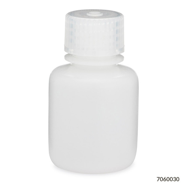 Bottle, Narrow Mouth, HDPE Bottle, Attached PP Screw Cap, 30mL, 12/Pack