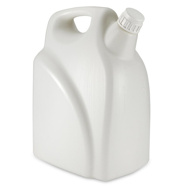 Jerrican, Rectangular with Handle, HDPE, 20 Liter, White PP Screwcap, Molded Graduations