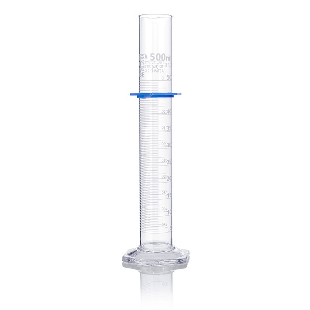 Cylinder, Graduated, Globe Glass, 500mL, Class A, To Deliver (TD), Dual Grads, ASTM E1272, 1/Box