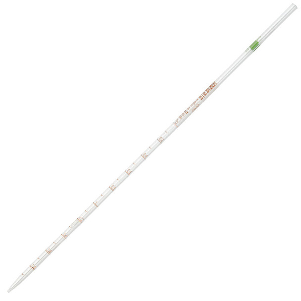 Pipette, Serological, Globe Glass, Reusable, 2mL, Class A, To Deliver (TD), 0.1 Graduations, Green Band, 6/Box