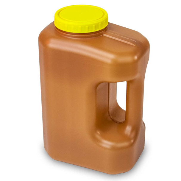 Container, 24 Hour Urine Collection, 3000mL (3 Liter), Affixed Screwcap, Amber