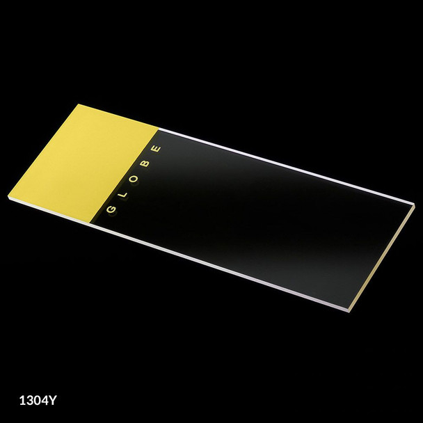 Microscope Slides, Diamond White Glass, 25 x 75mm, Charged, 90° Ground Edges, Yellow Frosted, 72/Box