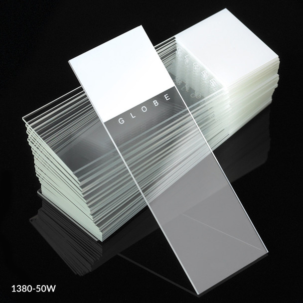Microscope Slides, Diamond White Glass, 25 x 75mm, 90° Ground Edges, WHITE Frosted, 72/Box, 20 Boxes/Case (10 Gross)