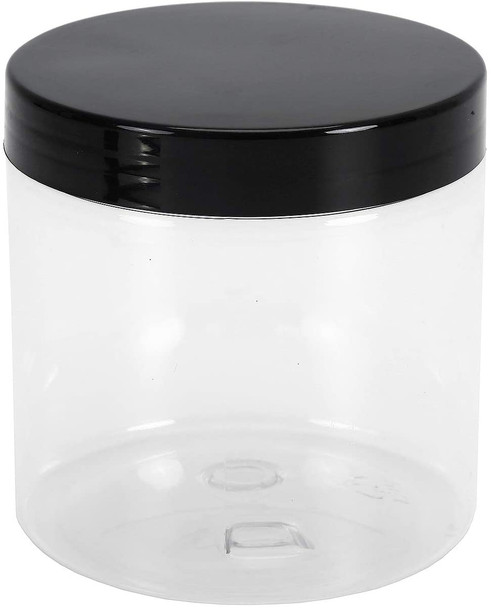 16 oz Big Mouth Clear Plastic PET Jar with Black Smooth Lids - Set of 6