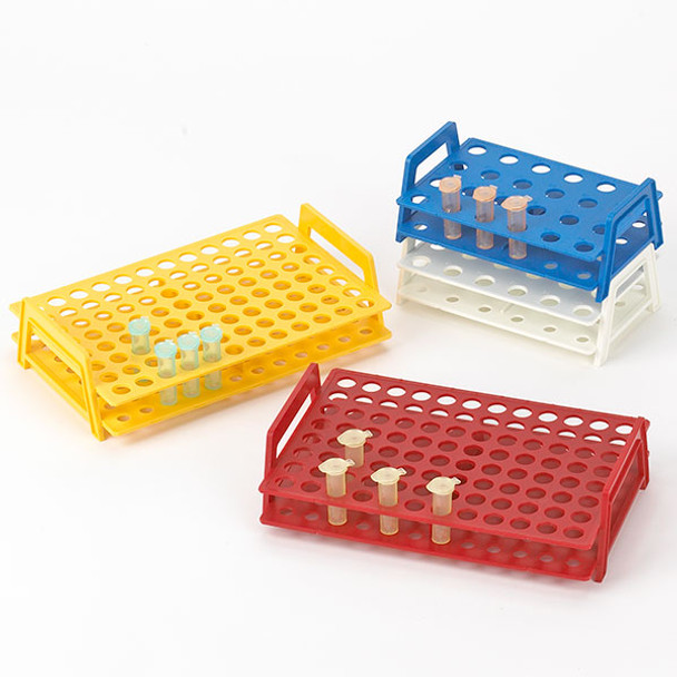 Wireless MicroTube Rack with Handles for 1.5mL and 2.0mL Microcentrifuge Tubes, 96-Place, Blue